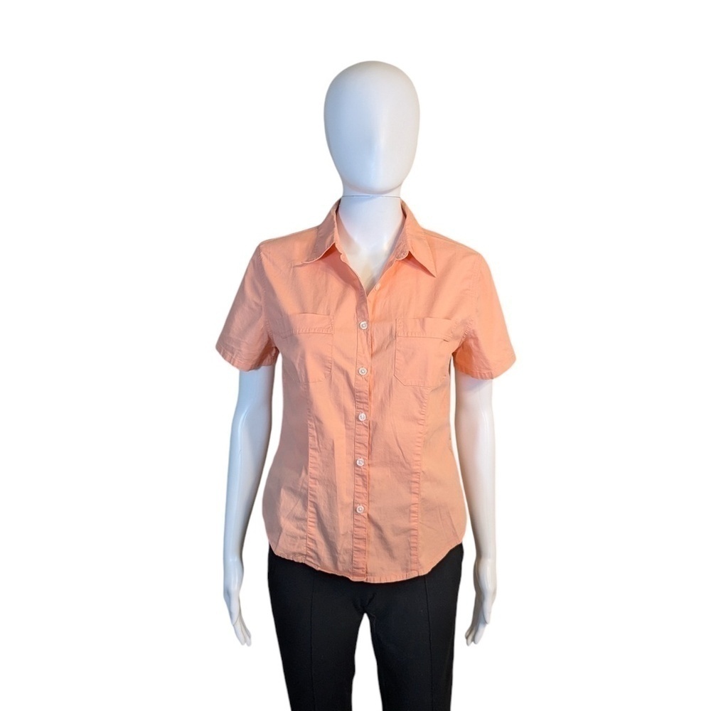 North Crest Salmon Colored Short Sleeve Button Down Shirt Size S